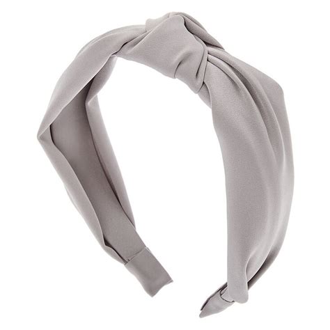 Satin Knotted Headband Silver Claires Us