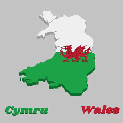 Address search wales map by googlemaps engine: 3d Map Outline And Flag Of Wales Consists Of A Red Dragon ...