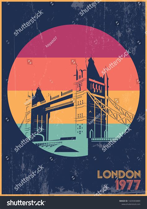Tower Bridge London 1977 Vintage Poster Stock Vector Royalty Free