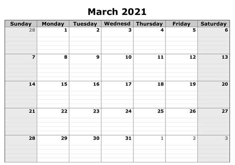 Free March 2021 Calendar Excel Format One Platform For Digital
