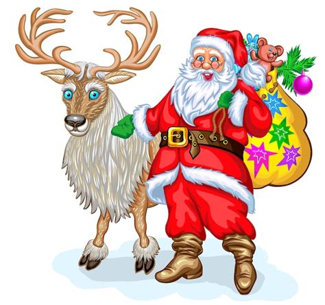 premium vector santa claus and reindeer christmas vector illustration