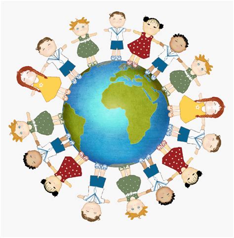 Kids Holding Hands Around The World Clipart Png Download World