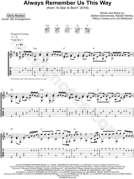 Chris Richter Always Remember Us This Way Guitar Tab In E Minor