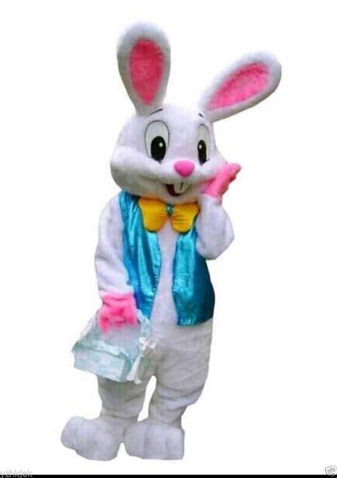 Easter Bunny Mascot Costume White Easter Rabbit Fancy Dress