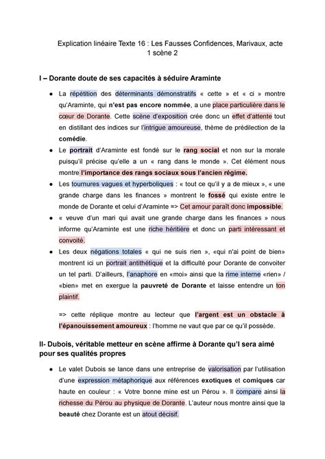 Explication linéaire Texte 16 Les Fausses Confidences, Marivaux, acte 1