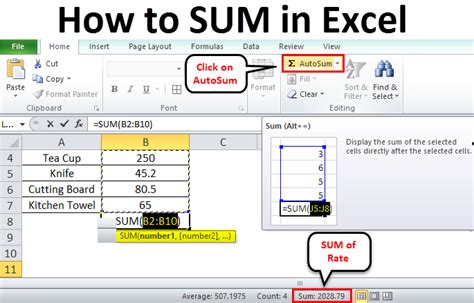 How To Sum In Excel Examples On Sum Function And Autosum In Excel