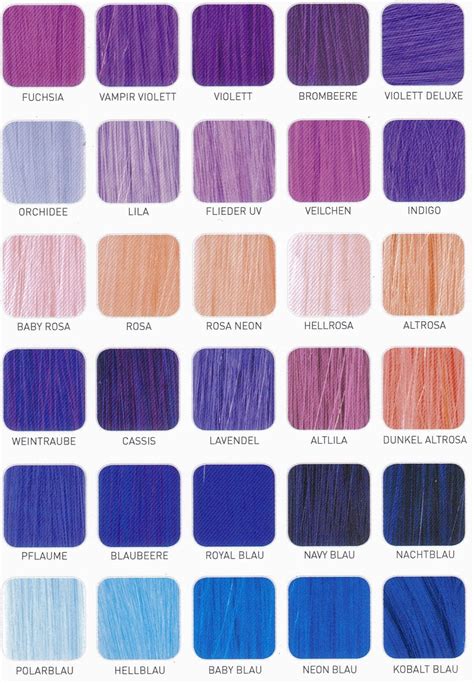 Purple Hair Color Chart Shade Charts For Synthetic Hair