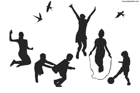 Children 26 Children Playing Silhouette Clipart Png