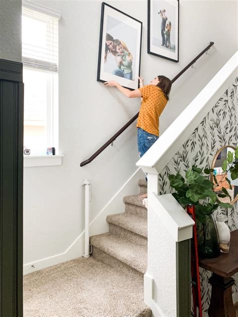 Consider putting the finished photo first, however this is not a requirement. How to Hang Photos on Your Staircase in 2020 | Hanging ...