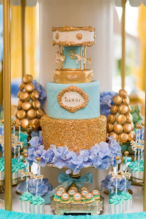 You wont believe how easy it is! Blue and Gold Carousel Baby Shower - Baby Shower Ideas ...
