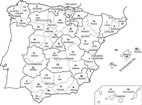 11 Political Map Of Spain With The Name Of All The Provinces And
