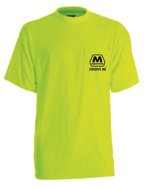 Safety Yellow Pocket Tee Shirt Front Left Chest Logo