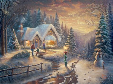 Famous Christmas Paintings From Thomas Kinkade Photo To Hand Paintings