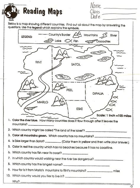 4 Worksheet Map Reading Comprehension Second Grade In 2020 6th Grade