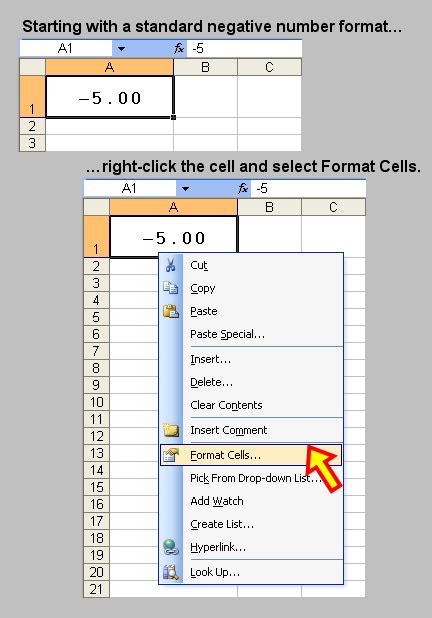 Toms Tutorials For Excel Formatting A Negative Number In Square