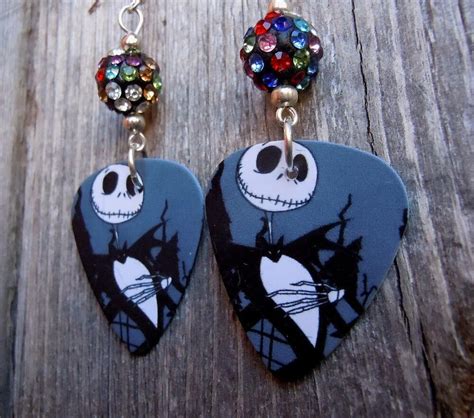 The Nightmare Before Christmas Guitar Pick Earrings With Multicolored