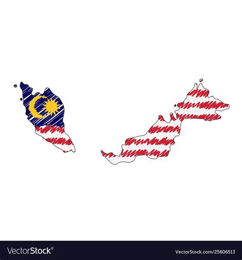 Malaysia Map Hand Drawn Sketch Concept Royalty Free Vector