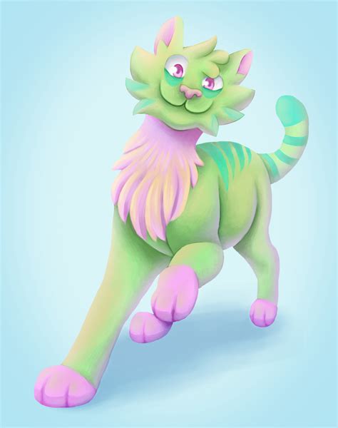 The Green And Pink Cat By Calorful On Deviantart