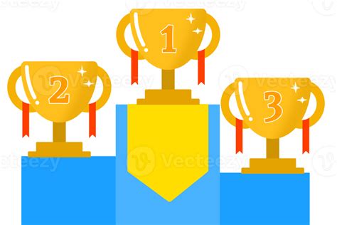 Illustration Of 1st2nd And 3rd Place Trophies On The Podium 27286953 Png