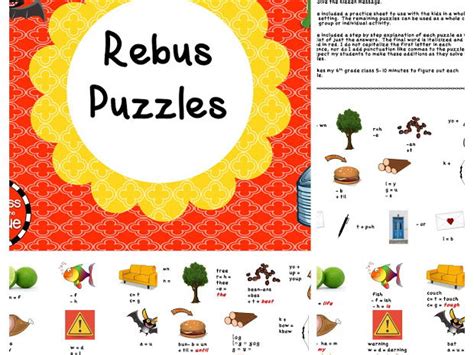 Tricky rebus puzzles with answers pdf, printable questions and answers free download for various interviews, competitive exams and entrance test. Rebus Puzzles | Teaching Resources