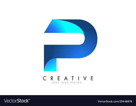 P Letter Logo Design With 3d And Ribbon Effect Vector Image