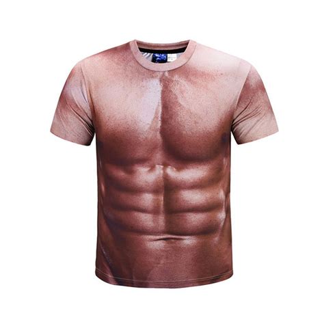 Chic Muscle Round Neck Masculine Six Pack Abs T Shirt Unisex Funny
