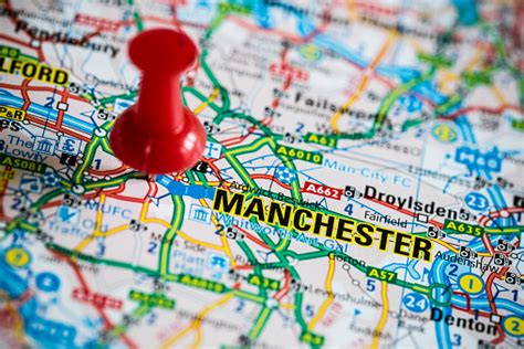 Primer Plano Mapa De Manchester Foto De Stock Y Más Banco De Imágenes