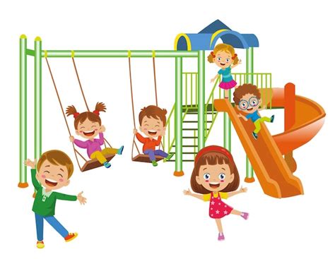 Premium Vector Childrens Playground And Happy Children Playing