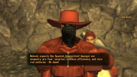 All we can do is think through the amount. Nobody expects the Spanish Inquisition at Fallout New ...