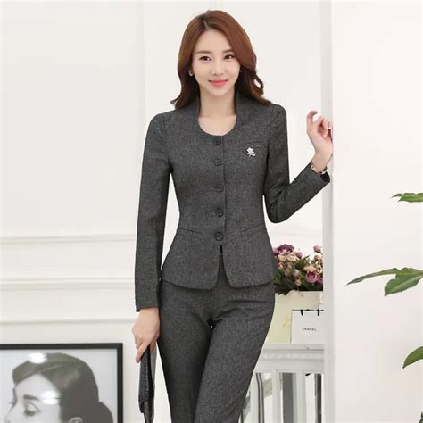 buy novelty gray formal uniform design professional work wear suits autumn