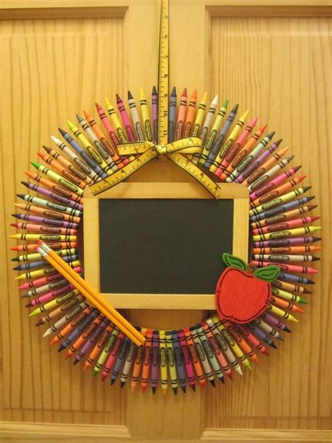 Chalkboard Crayon Wreath By Maeflowerdecor On Etsy 3500