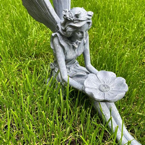 Garden Ornament Fairy Sculpture Antique Home Decor Slate Grey Etsy