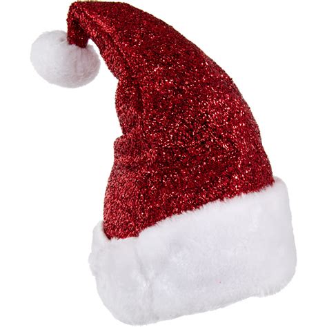 red metallic glitter tinsel santa hat [26472rdao]