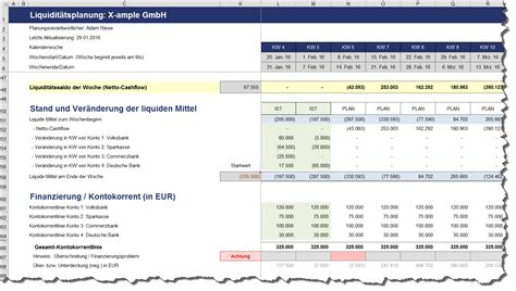 Dynamischen kalender erstellen + download (excel). Liquiditätstool auf Wochenbasis - Excel-Vorlage - Sofort ...