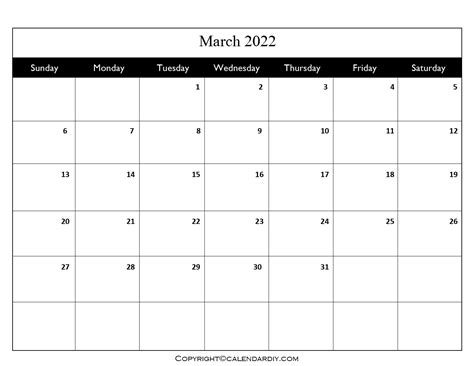March 2022 Calendar Free Printable Calendar Com March 2022 Calendar