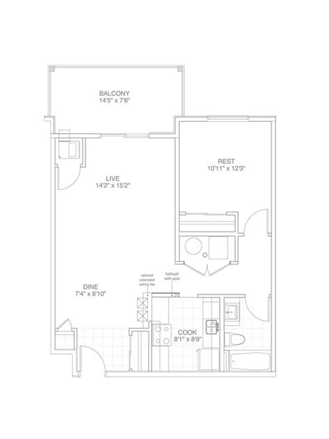 The Gallery Condominiums By Pratt Rom 800 Floorplan 1 Bed And 1 Bath