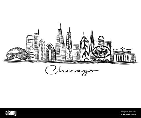 Chicago City Skyline Sketch Stock Photo Alamy