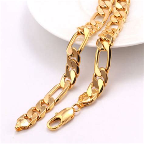 Gold filled cuban link chain. Aliexpress.com : Buy Mens Solid 18k Gold Filled Flat Cuban Link Chain Real Heavy Figaro Necklace ...