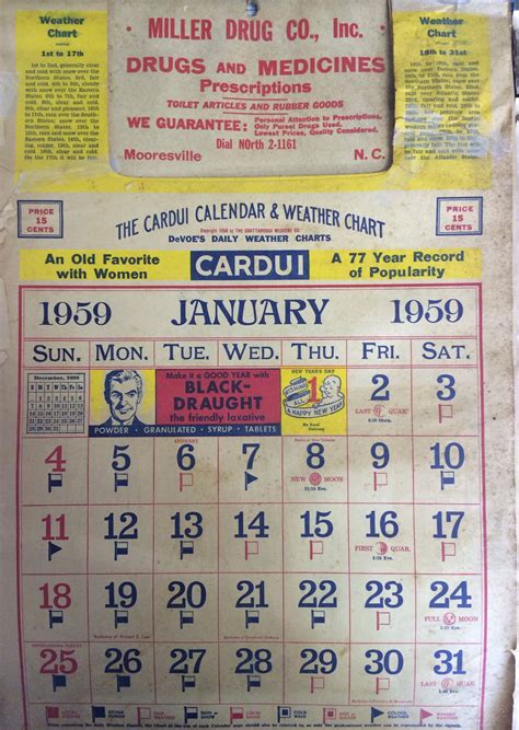 Calendars From The Past The Mooresville Museum