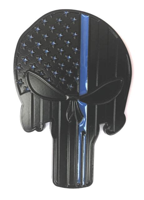 Hl Bl Us Flag Metal Skull Punisher Badge Emblem Ford Gmc Harley Tuck