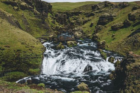 Scenic View Of Beautiful Skoga River Canyon In Iceland Stock Photo