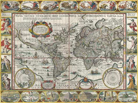 Mapa Mundi Antigo 1628 Tela Para Quadro Decoração Santhatela