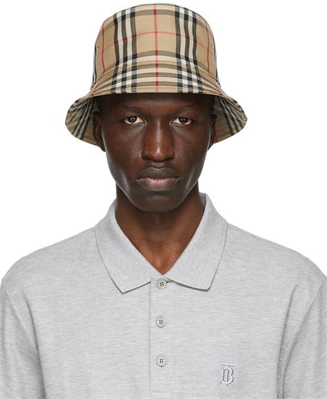 Burberry Beige Check Bucket Hat Shopstyle