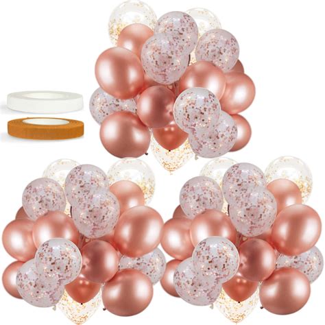 Buy 60 Pack Dandy Decor Rose Gold Balloons Confetti Balloons Wribbon