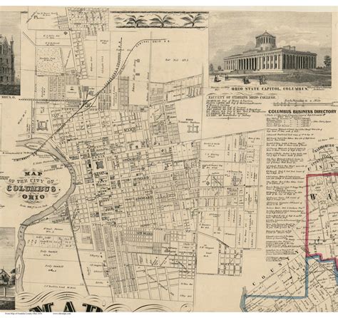 Franklin Ohio 1856 Old Town Map Custom Print Warren C