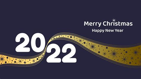 merry christmas and new year 2022 greeting card or banner with golden ribbon decorated with