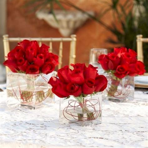 Red Rose Wedding Centerpiece Ideas Minimal Red Rose Centerpiece