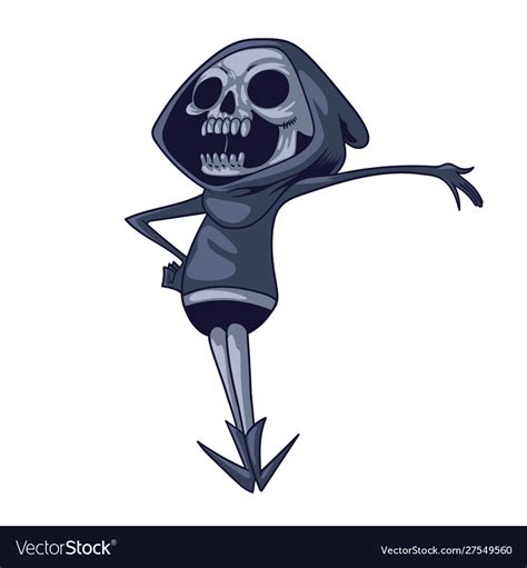 Skeleton Wearing A Hoodie Cartoon Style Blue Vector Image