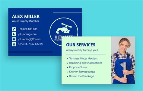 Free Minimalist Plumbing Premium Service Business Card Templates To