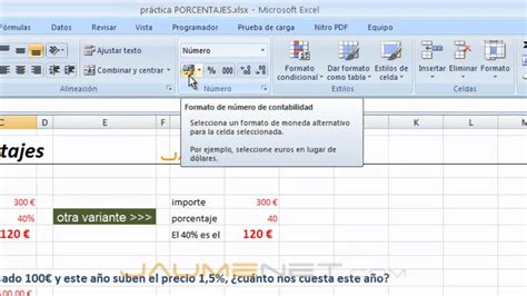 Excel 2007 Ejercicios Con Porcentajes Youtube